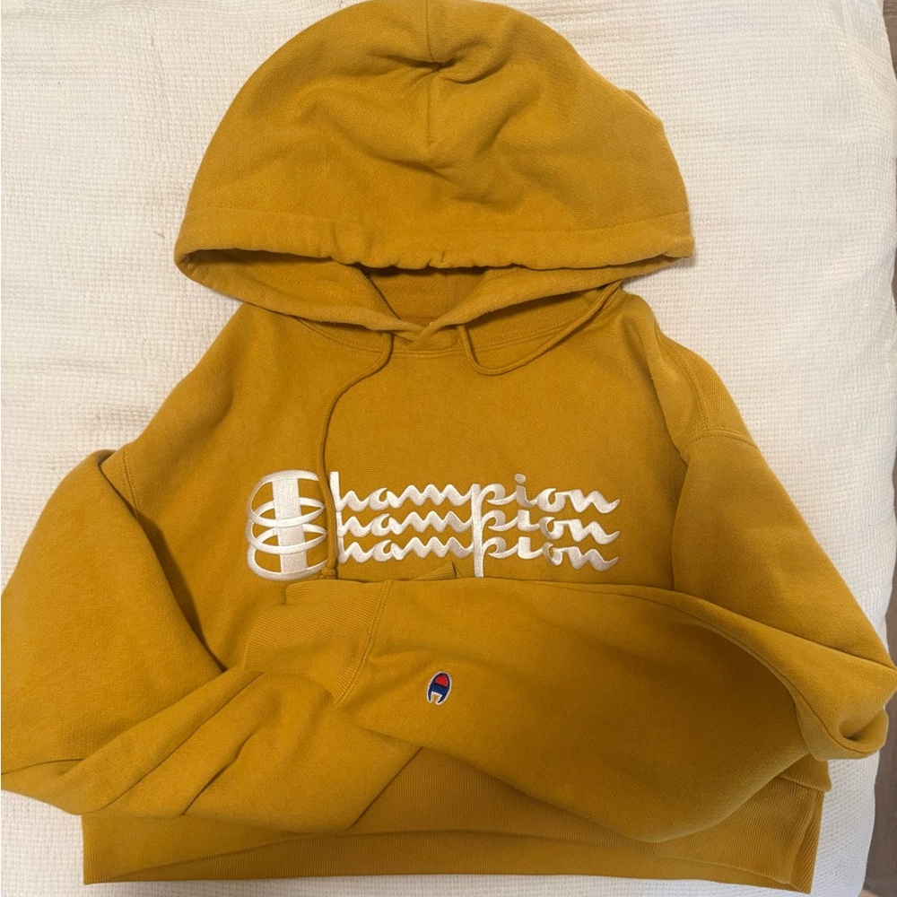 Champion Golden Yellow Cropped Hoodie